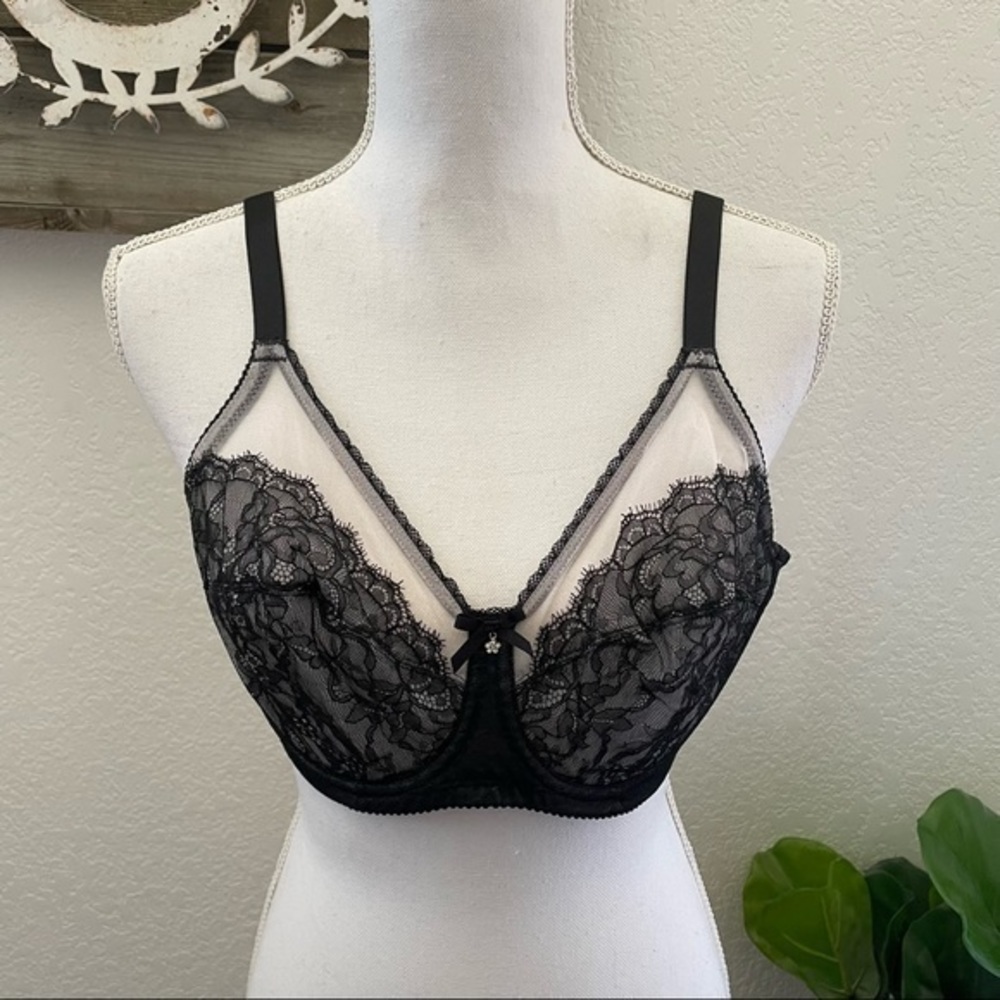 Wacoal 855186 black lace unlined bra‎ size 36D